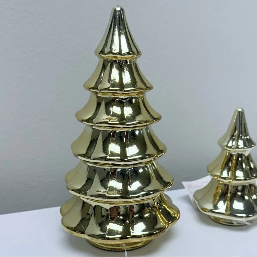 New Target Bullseye Playground Set of 2 Gold Metallic Glass Trees